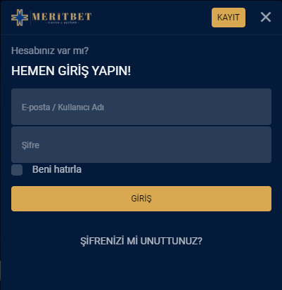 Meritbet Üye Girişi ve Üye Kaydı